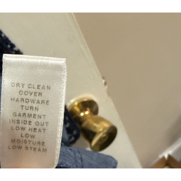 ST. JOHN Navy Blue Knit Denim Jacket Size L PTP w/using no stretch approx. 20” - Picture 9 of 10